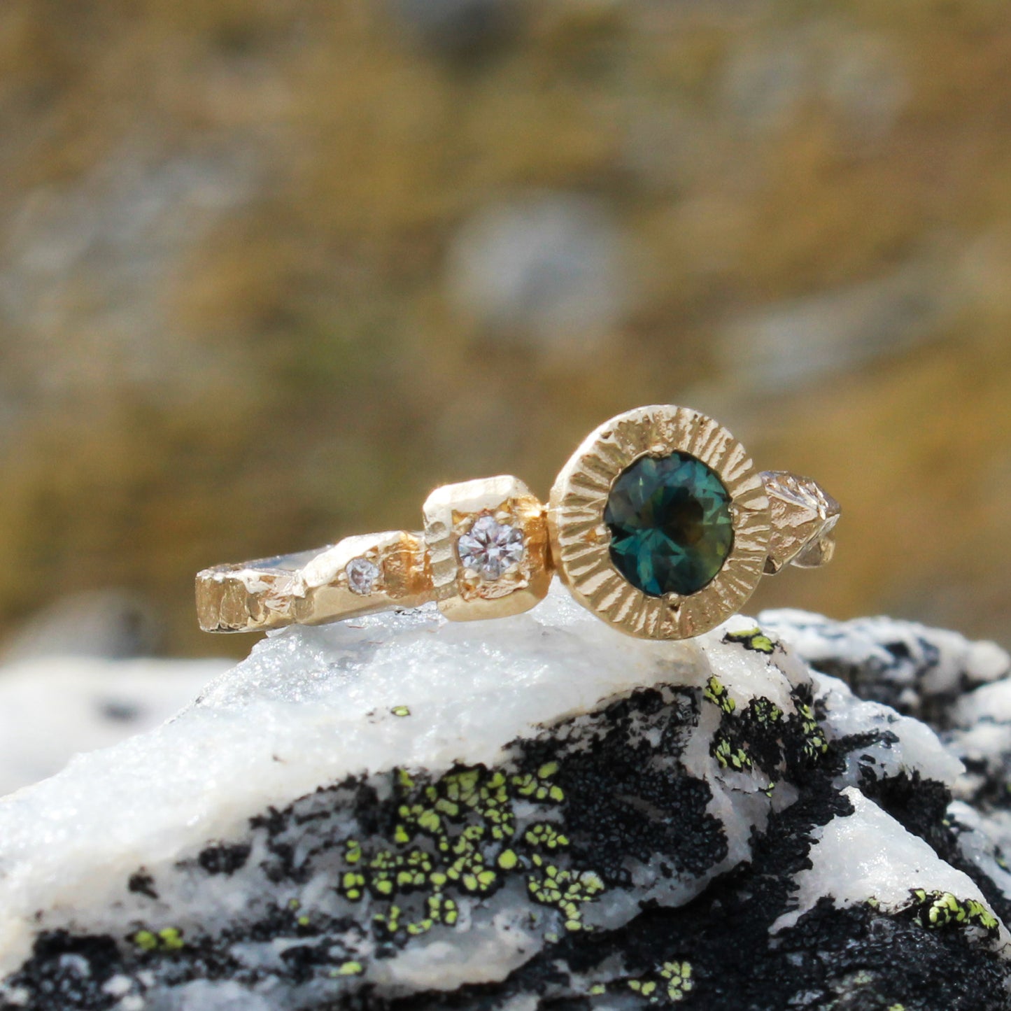 Asymmetric Geo sapphire Ring