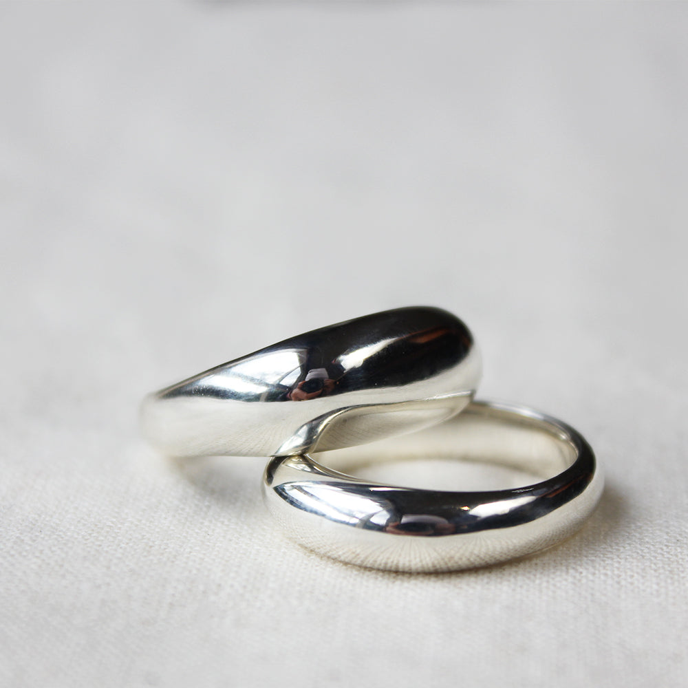 Silver curve ring