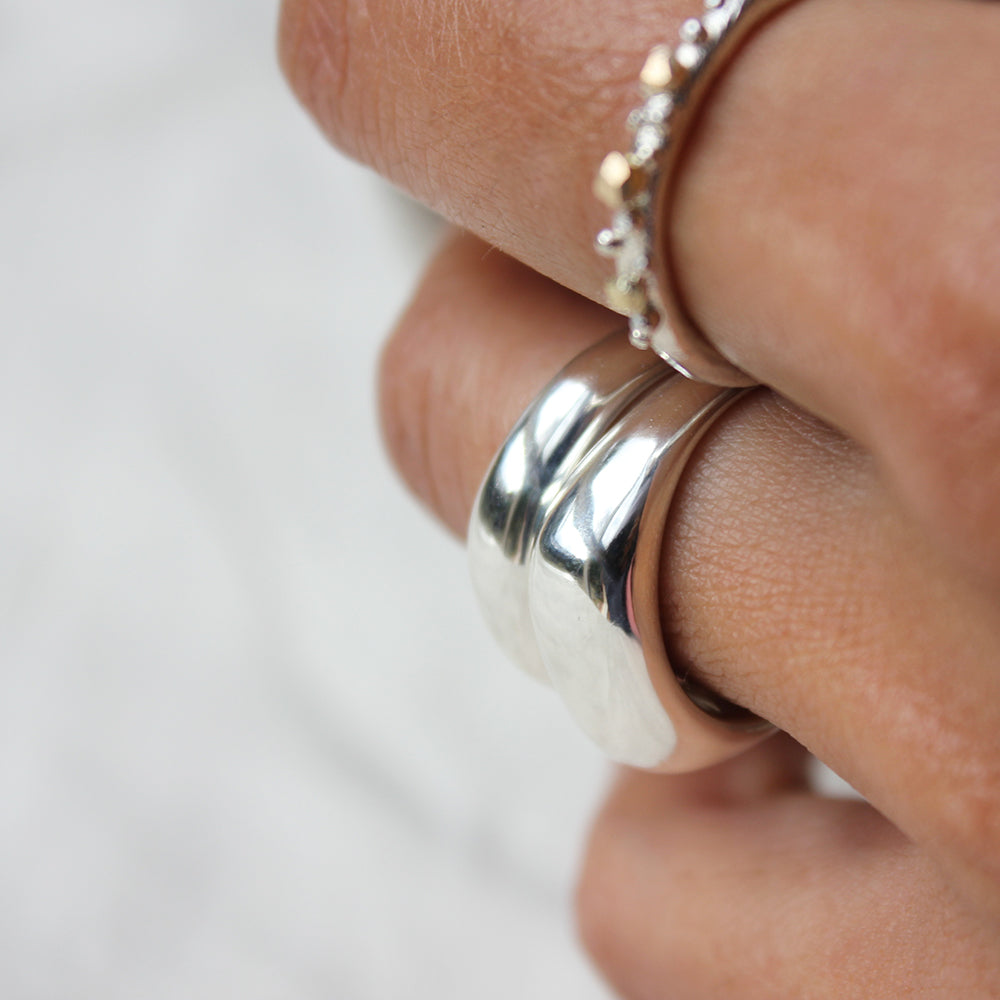 Silver curve ring