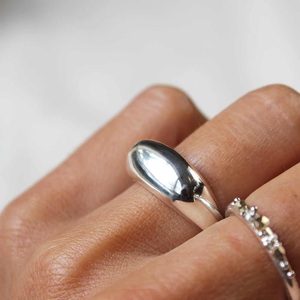 Silver curve ring