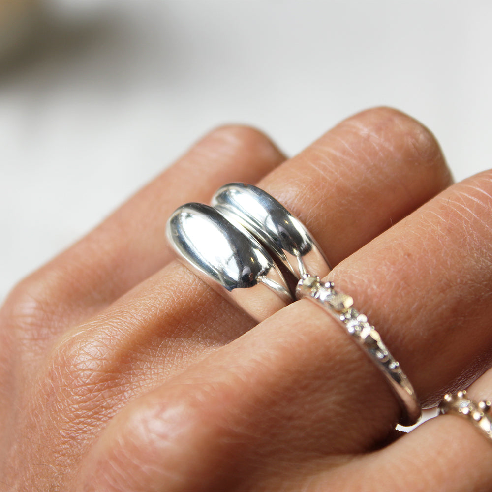 Silver curve ring