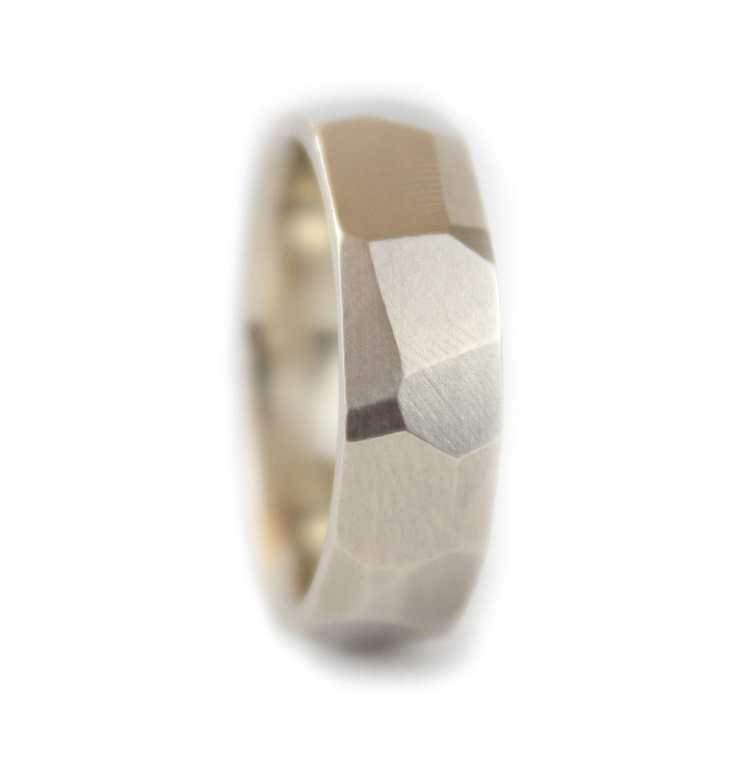 9ct White Gold Faceted Ring