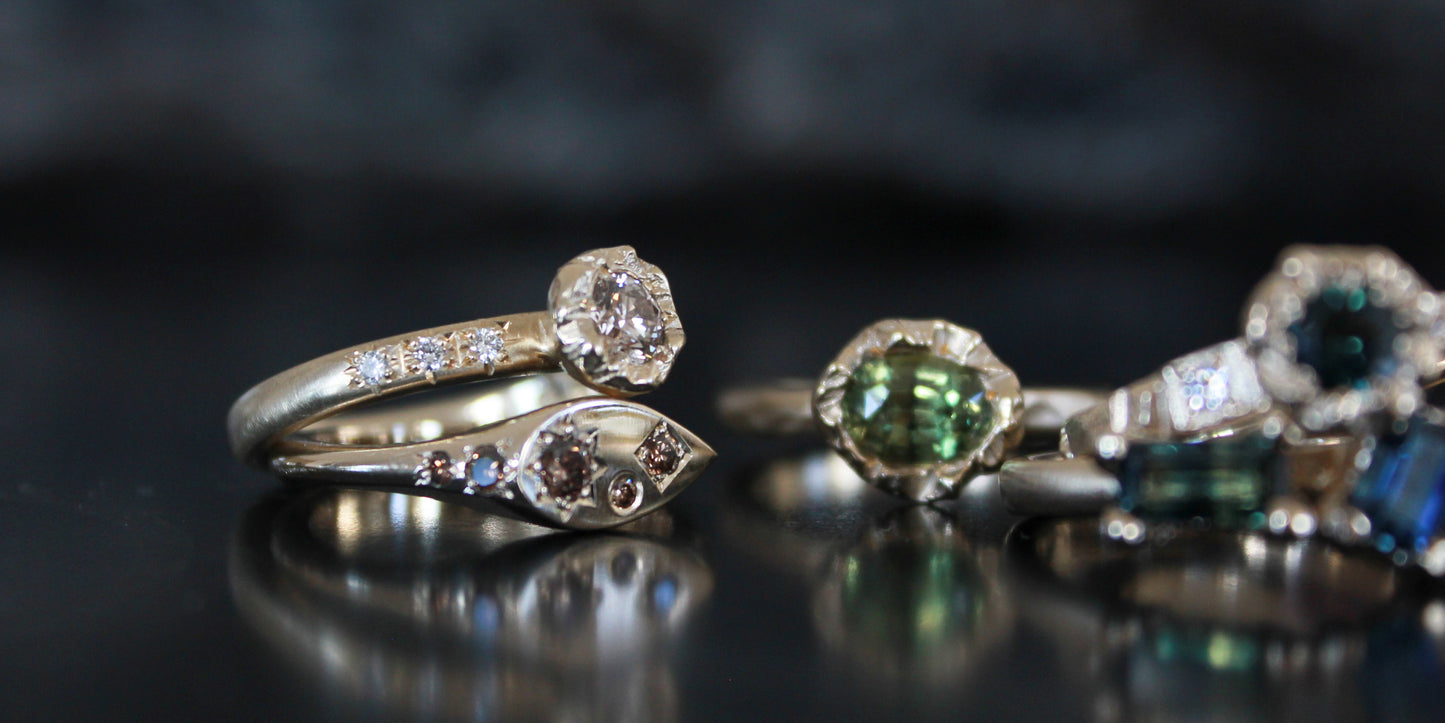 Brown diamond soft ridge engagement ring