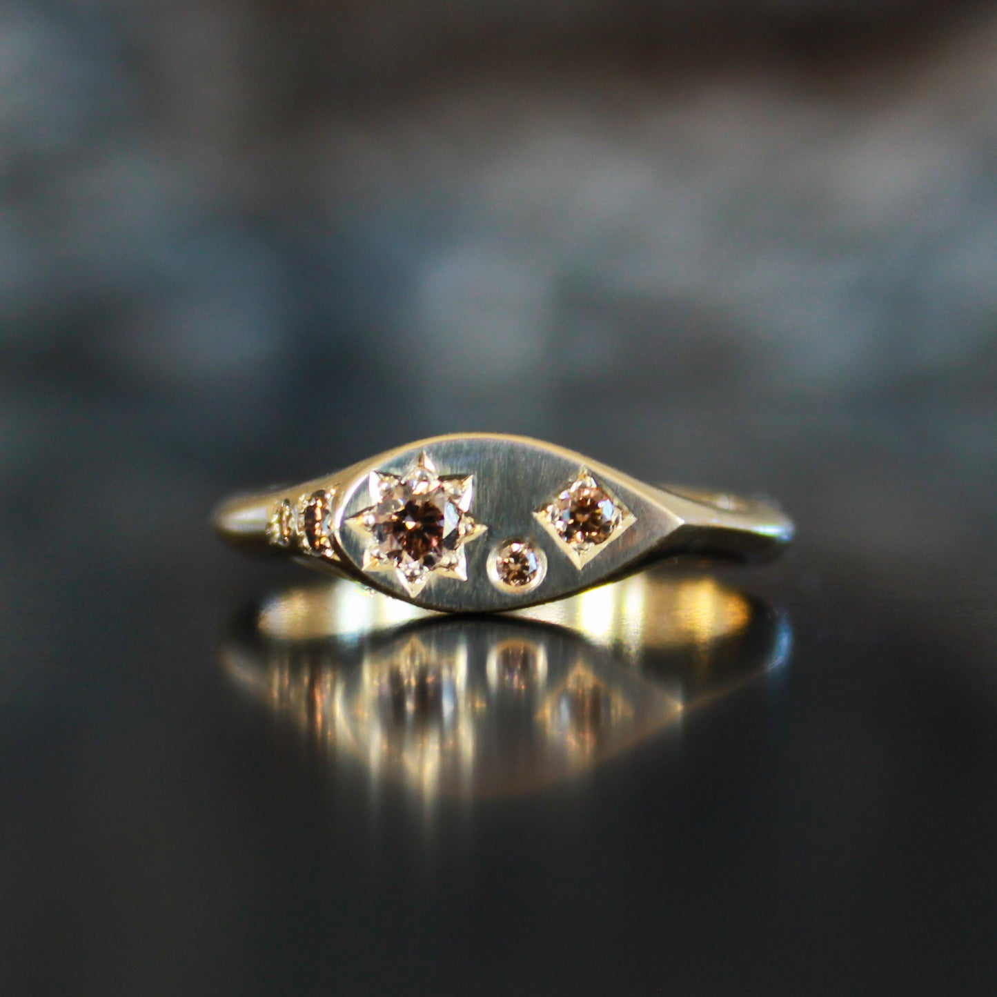 Misfit Signet Champagne diamond mixed settings