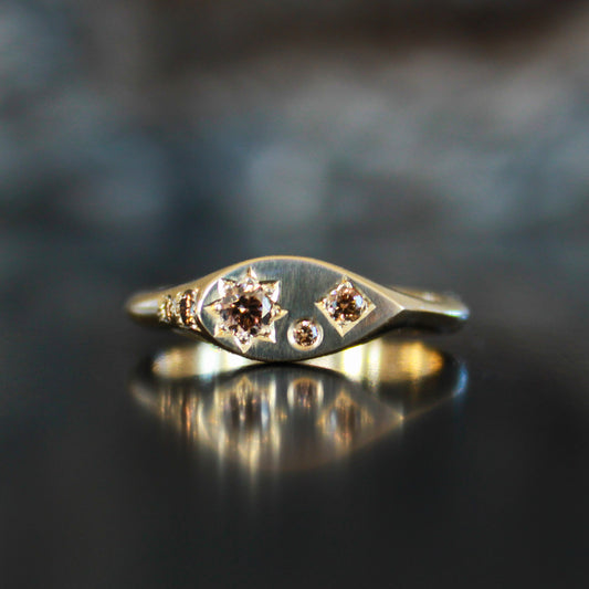 Misfit Signet Champagne diamond mixed settings