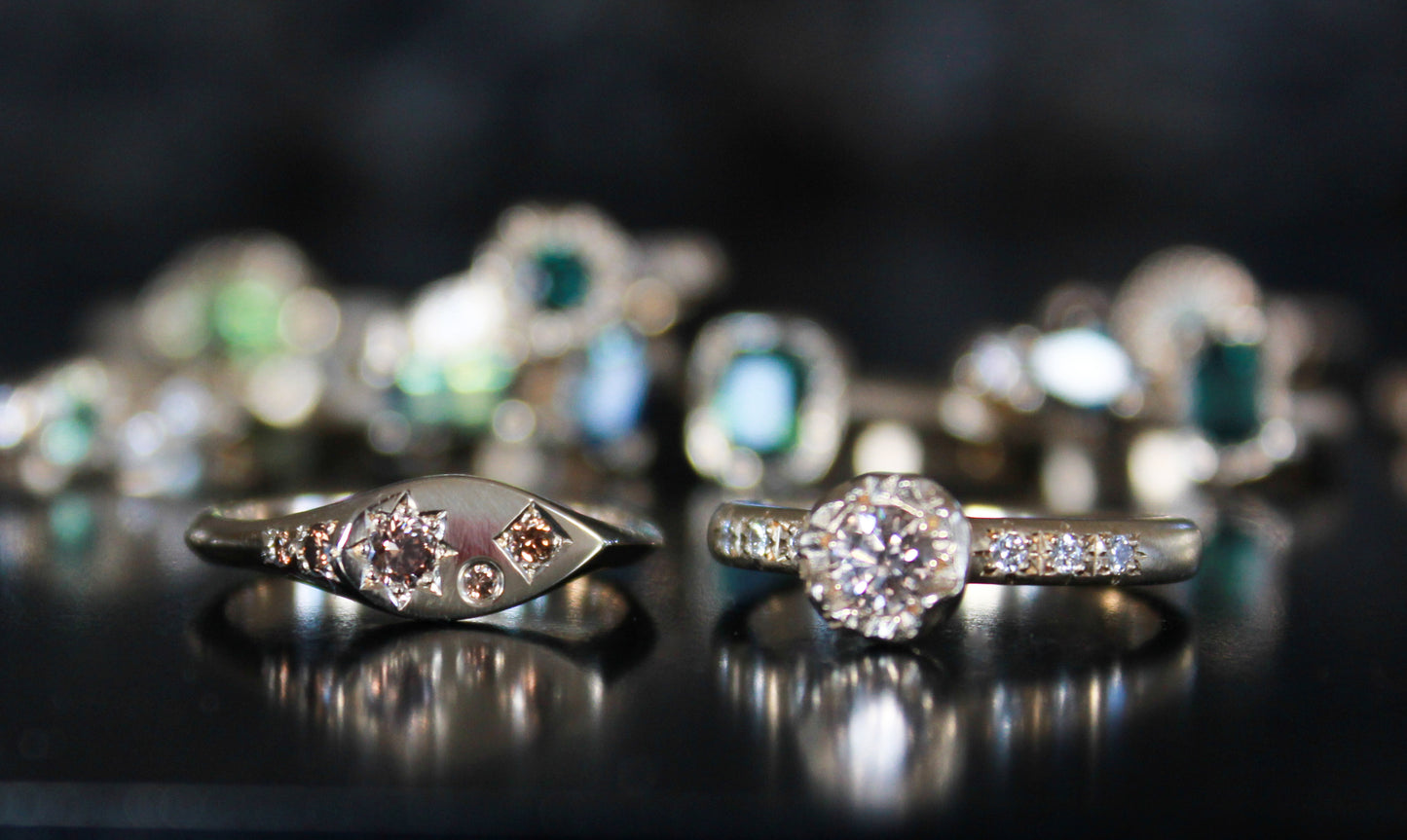Misfit Signet Champagne diamond mixed settings