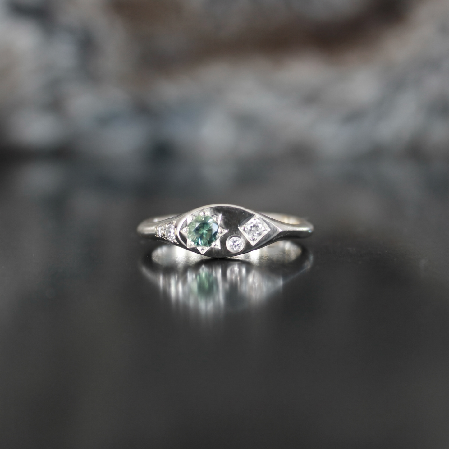 Misfit Signet Sterling silver, Sapphire diamond ring