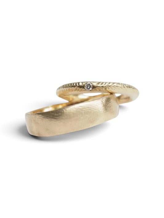Nature Inspired Gold wedding Ring Set