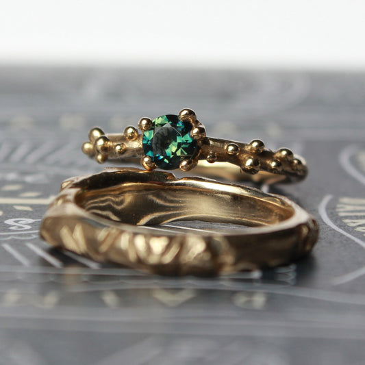 Parti Sapphire gold granule ring