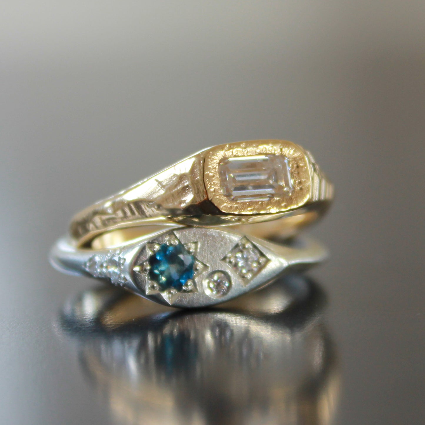 Misfit Signet Sterling silver, Sapphire diamond ring
