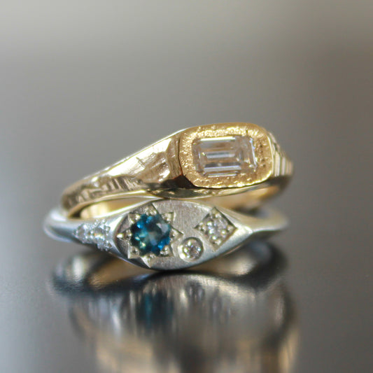 Misfit Signet Sterling silver, Sapphire diamond ring