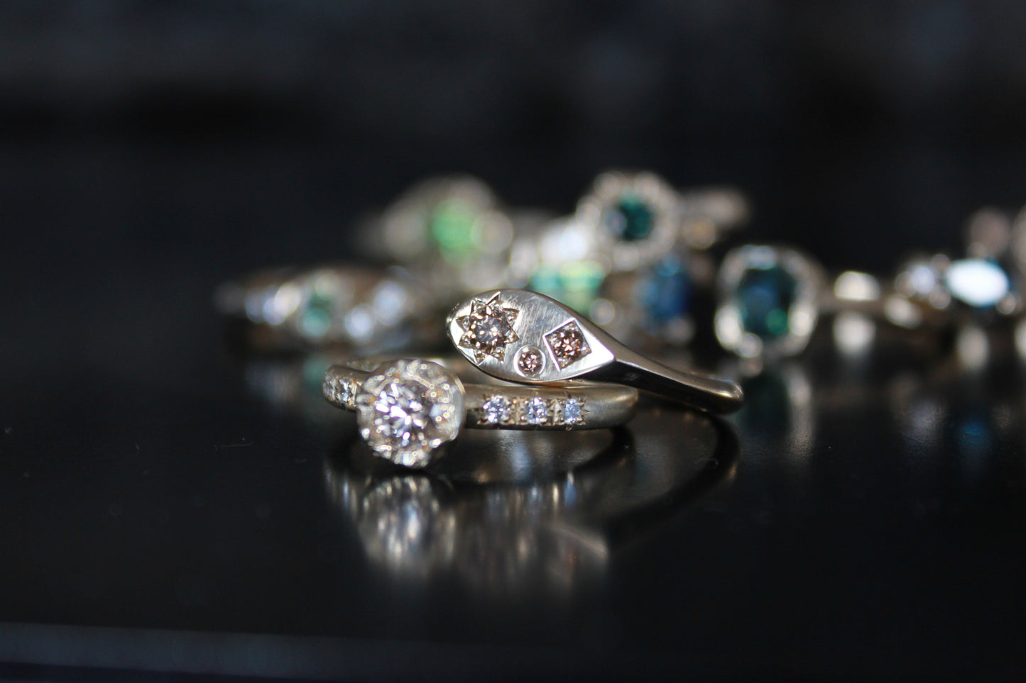 Misfit Signet Champagne diamond mixed settings