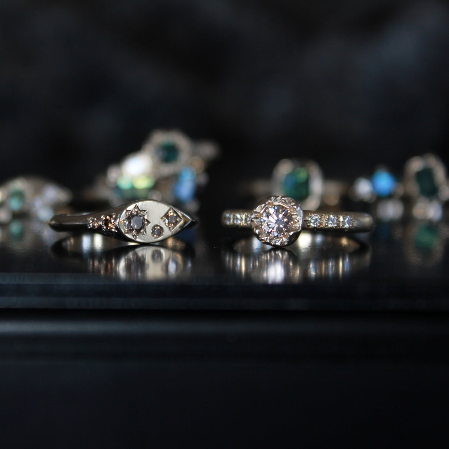 Brown diamond soft ridge engagement ring