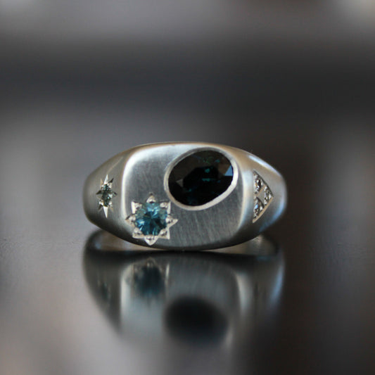 Sapphire Diamond Tapatoru Signet