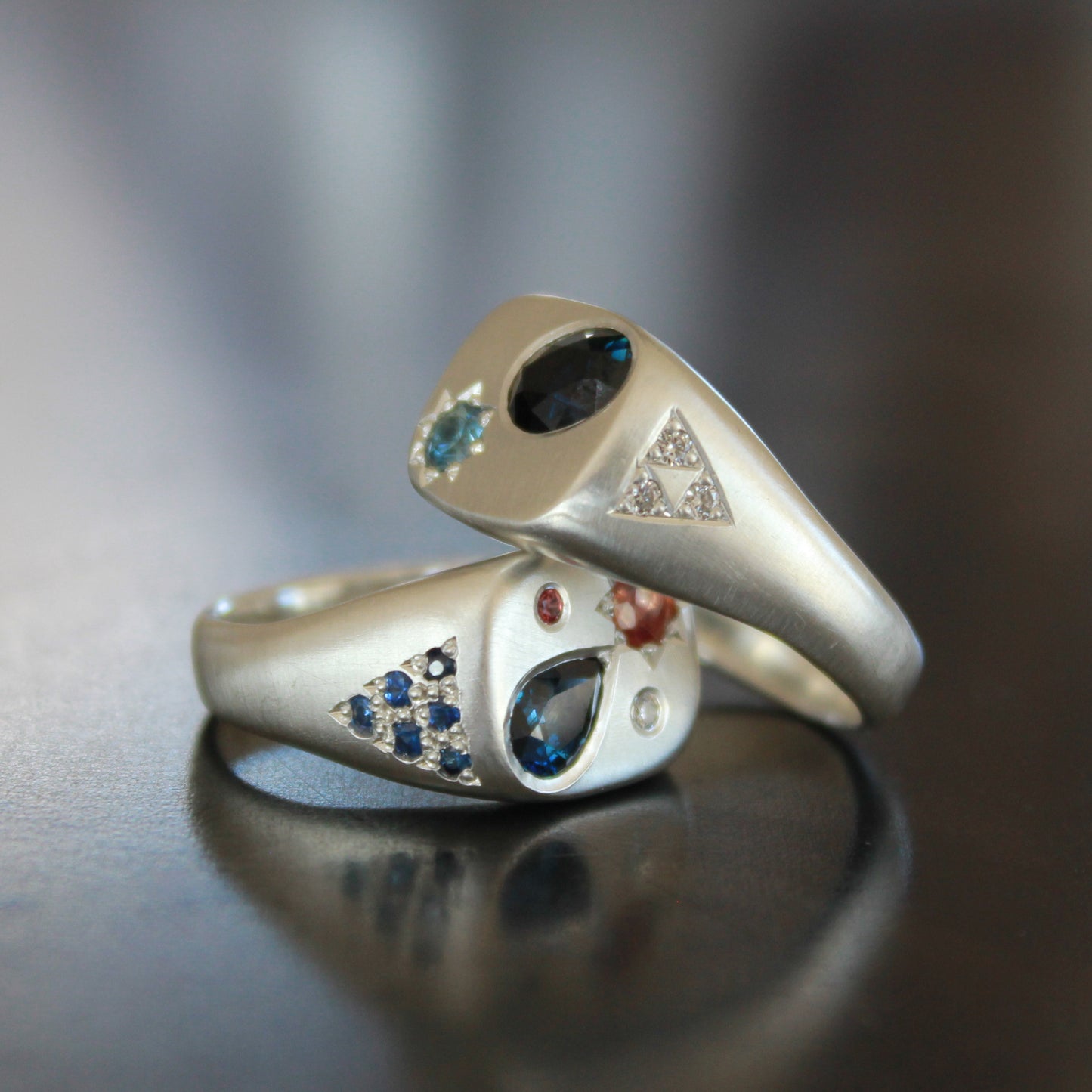 Sapphire Diamond Tapatoru Signet