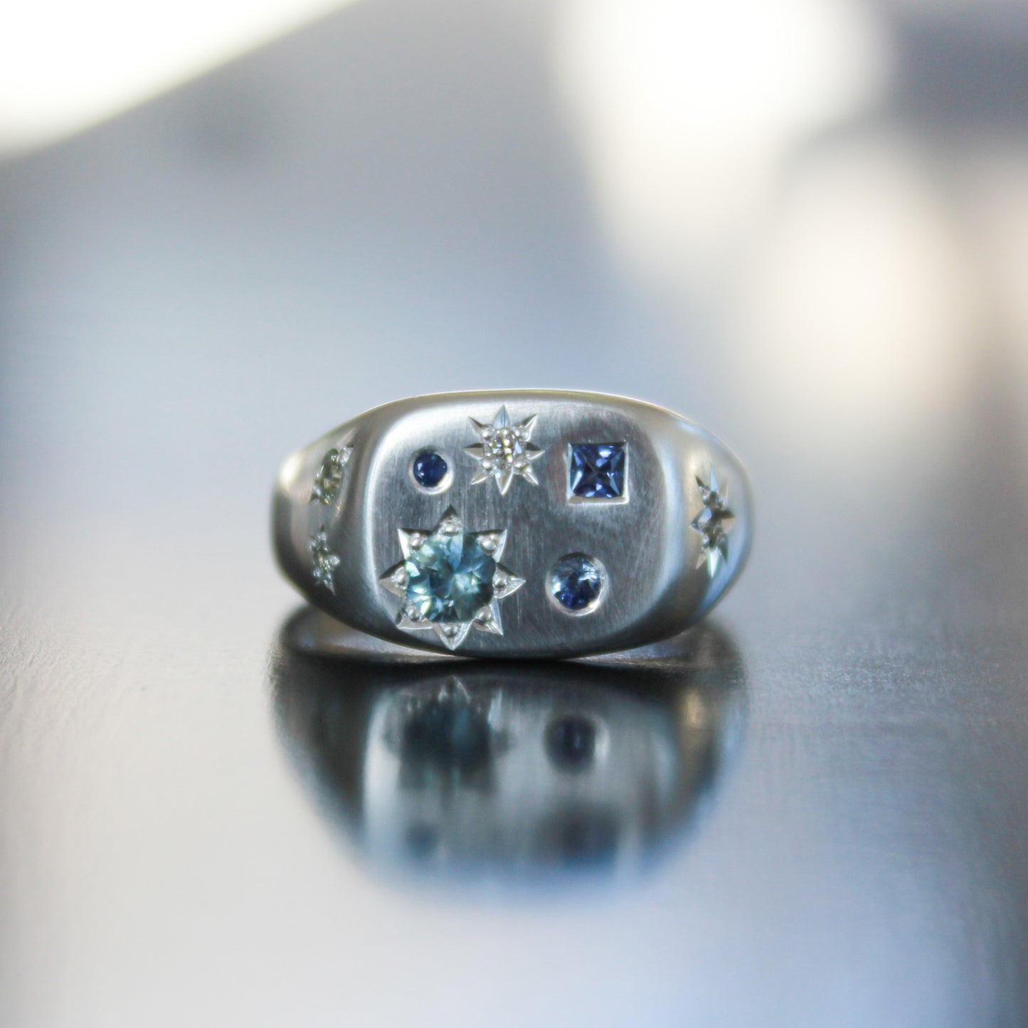 Blue Sapphire Ra Signet