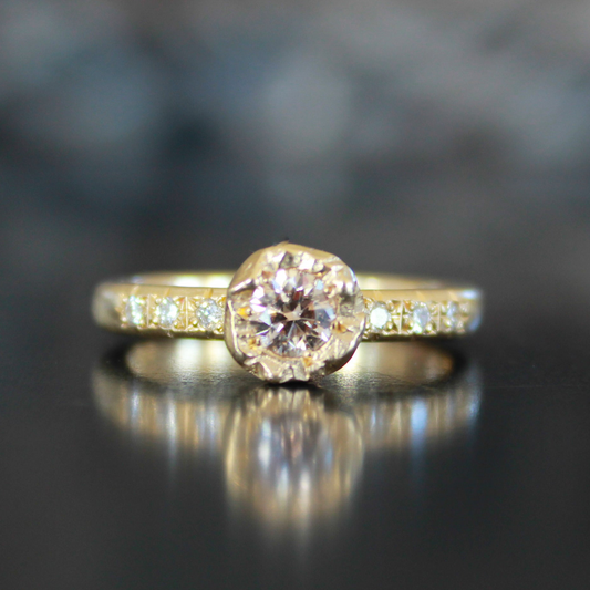 Brown diamond soft ridge engagement ring