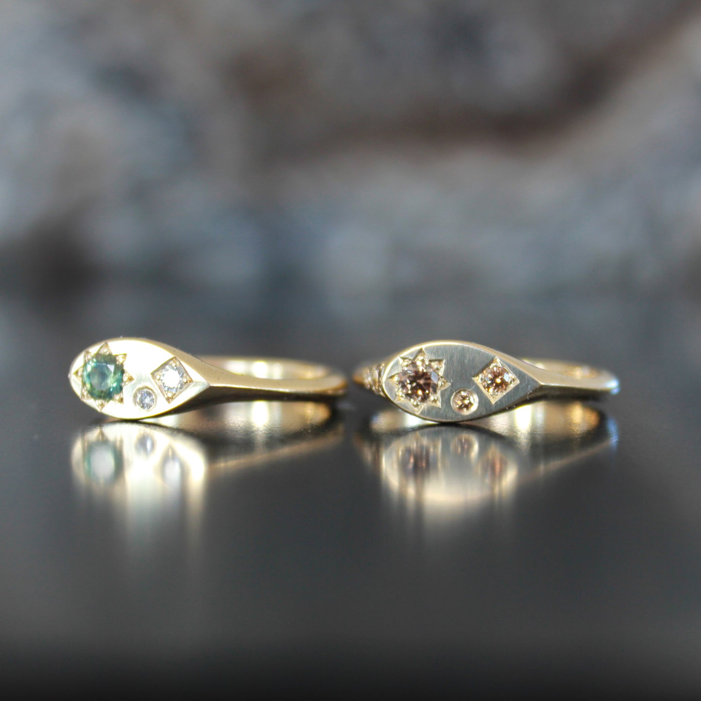 Misfit Signet Ring Parti sapphire