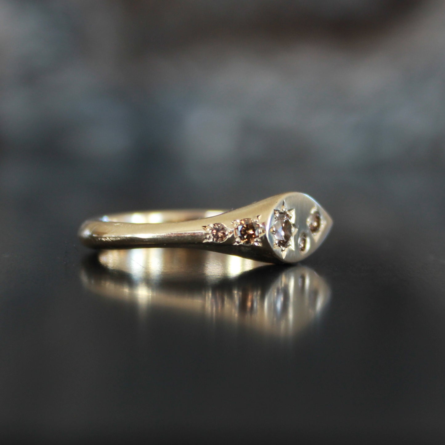 Misfit Signet Champagne diamond mixed settings