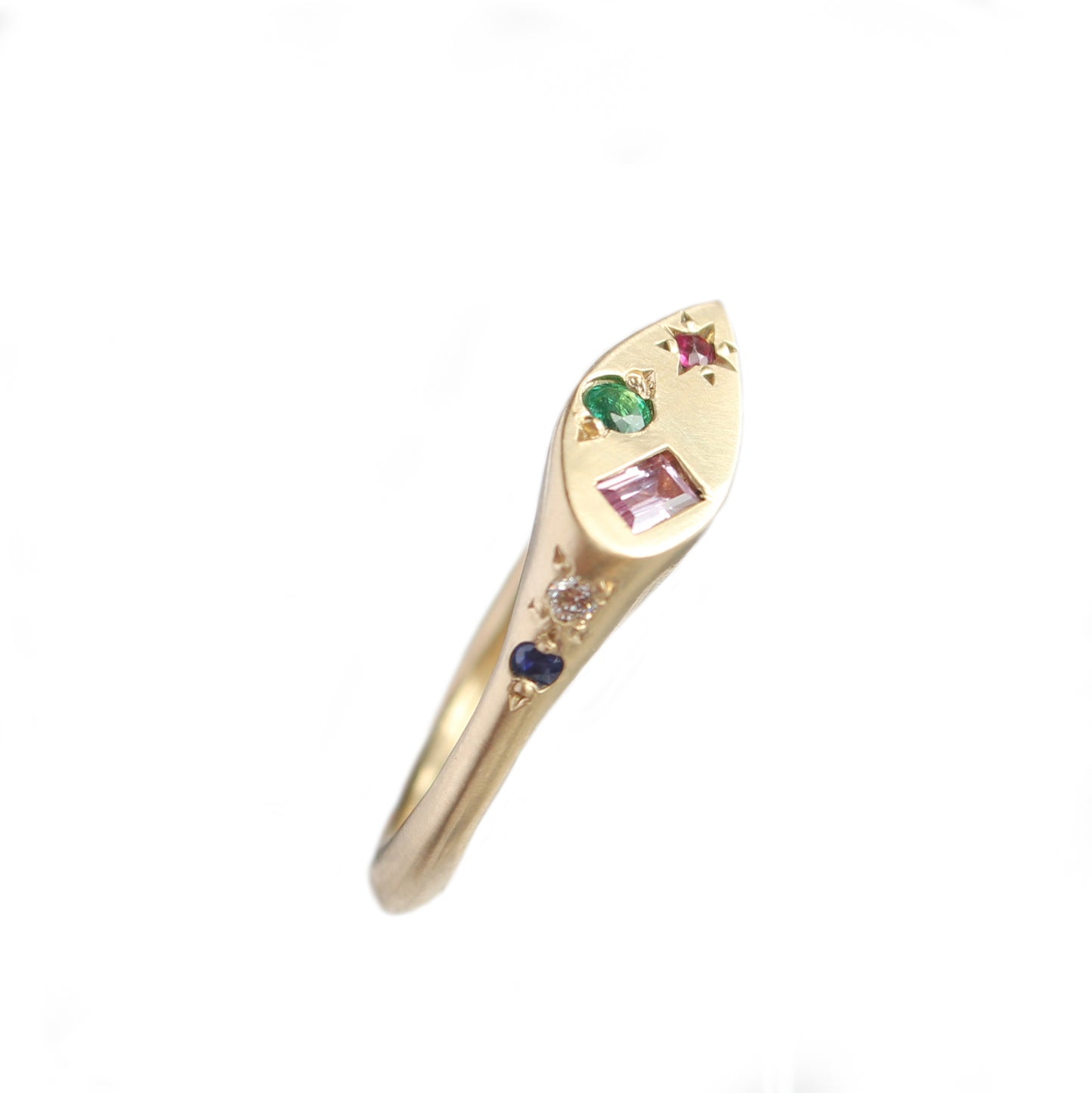 Sideways Signet Multicoloured Sapphires