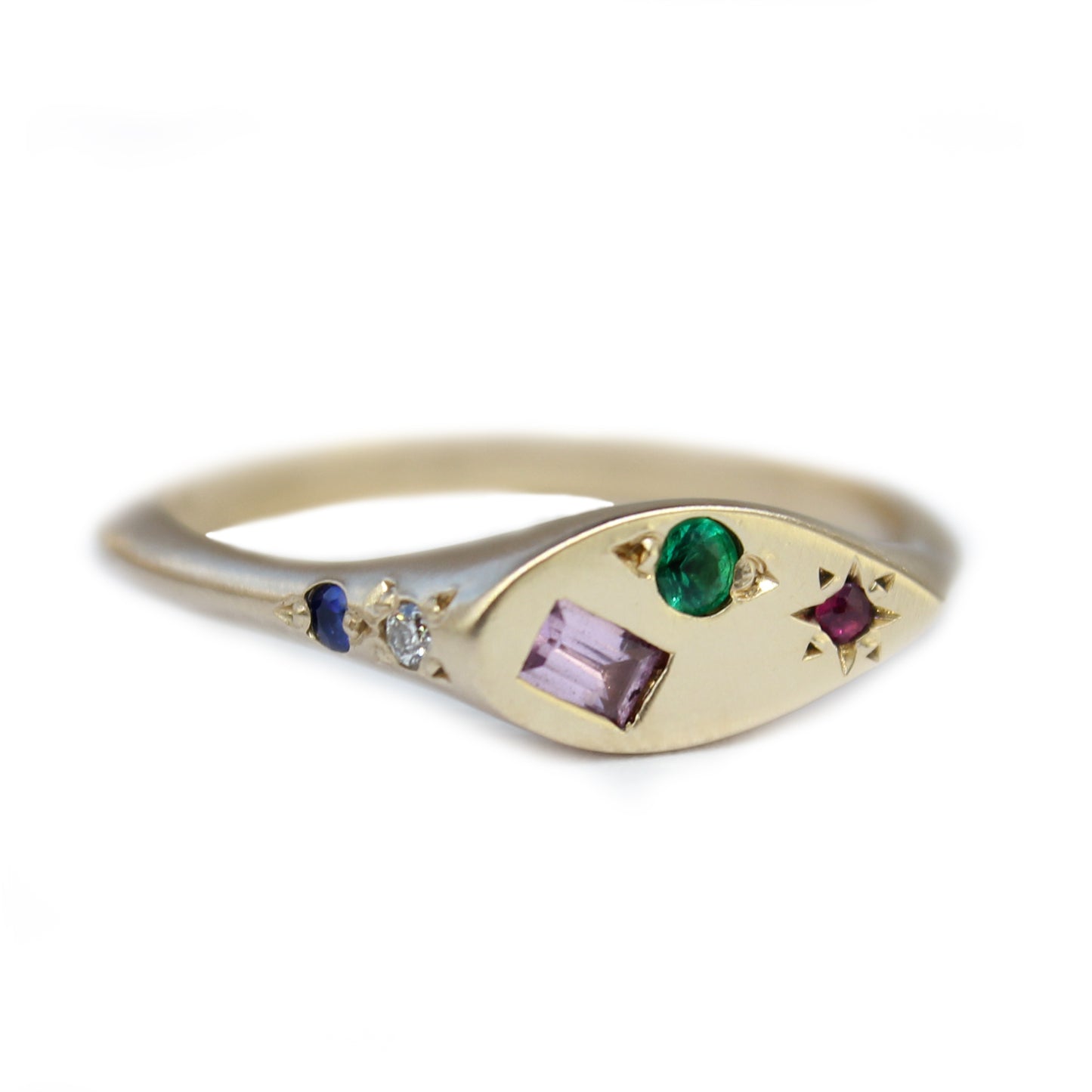 Sideways Signet Multicoloured Sapphires