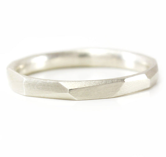 Silver Stacking Ring Thin Faceted Stacking Ring Silver