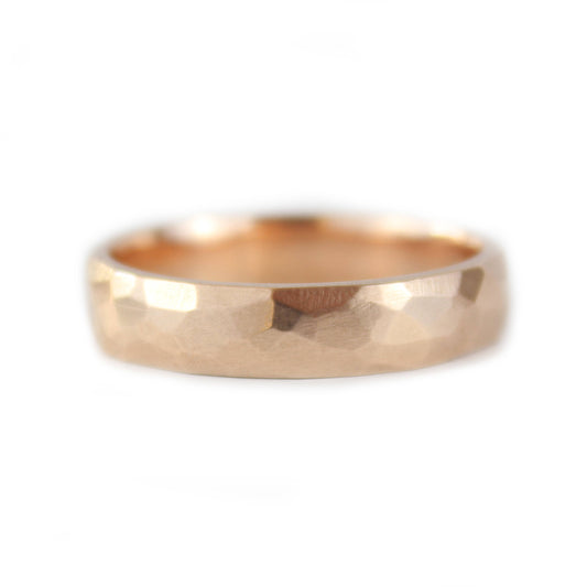 9ct Rose Gold Wedding Ring, Soft Faceted