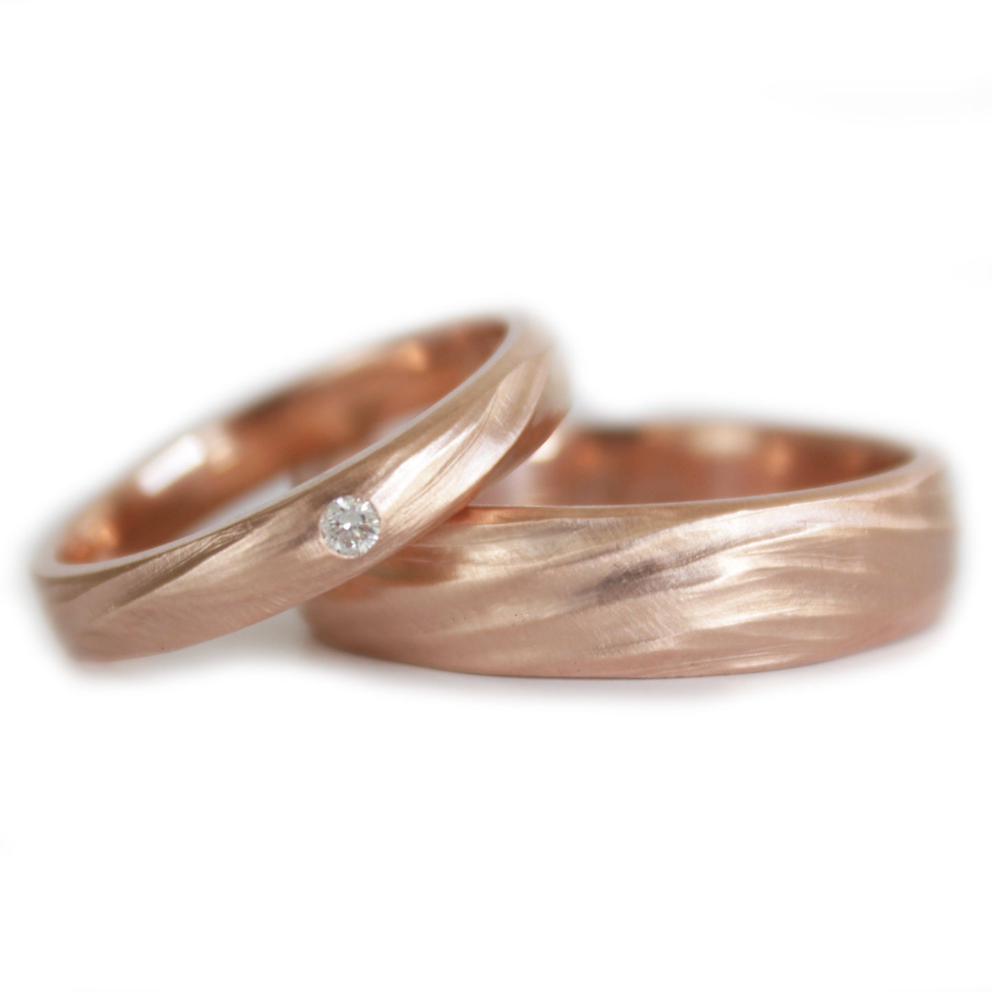 Rose Gold River Wedding rings set his and hers