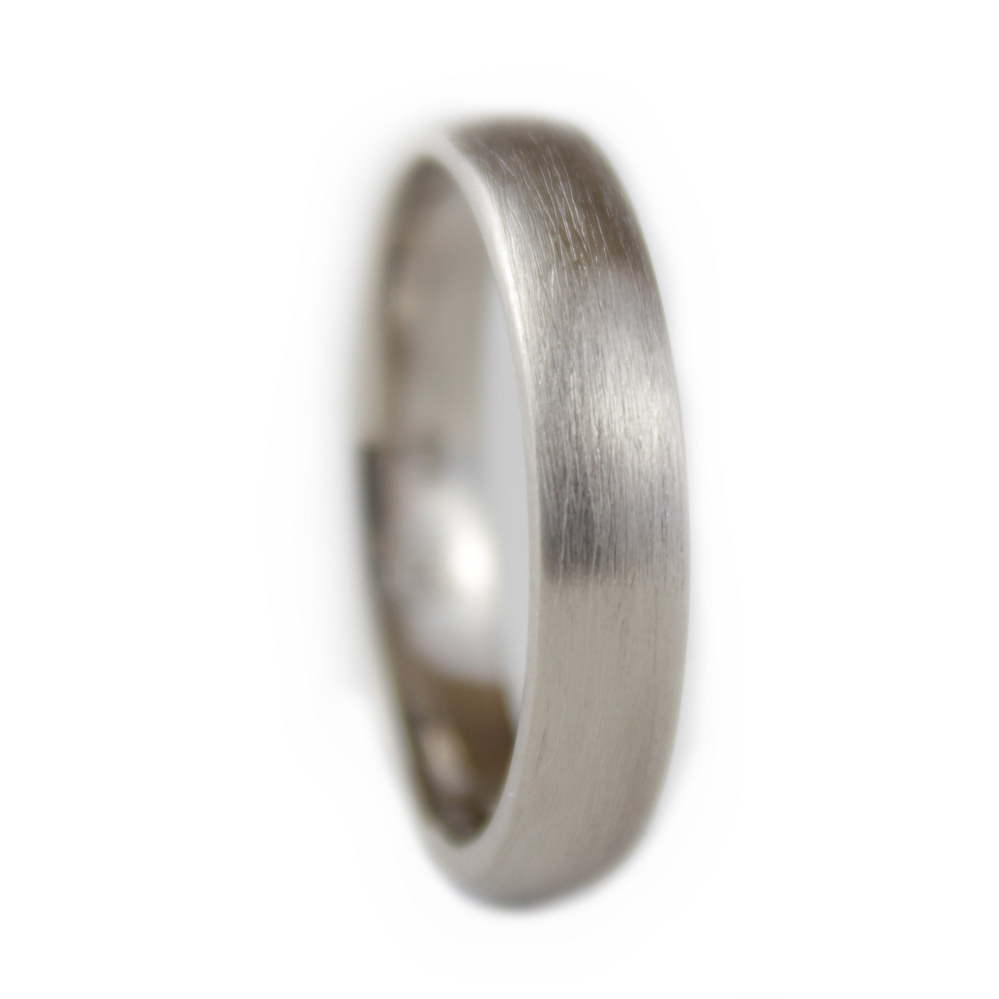 14ct white gold scratched surface ring Mens Wedding Band